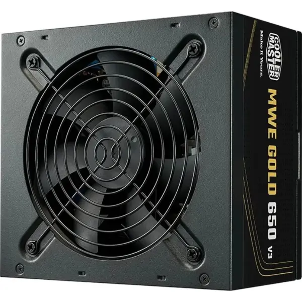 Cooler Master MWE Gold 650 V3 Non-Modular PSU, 650W, 80 Plus Gold, ATX 3.1, Zero RPM Mode