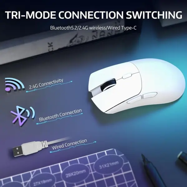 ATTACK SHARK R1 Wireless Gaming Mouse, 59g Superlight, PixArt PAW3311 Sensor, Bluetooth 2.4G Wireless Wired, White