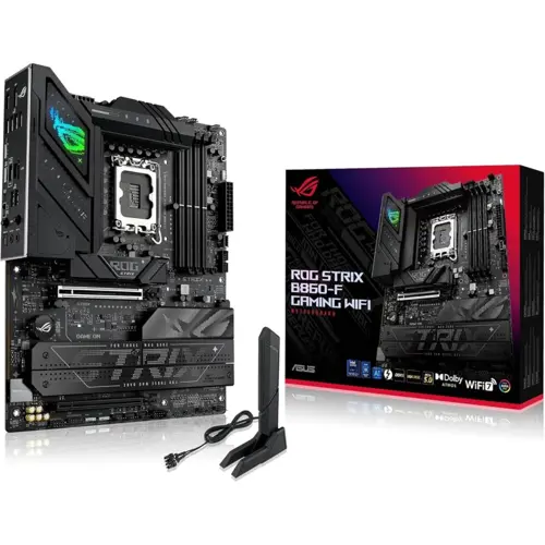 ASUS ROG Strix B860-F Gaming WiFi ATX Motherboard – LGA1851, DDR5, PCIe 5.0, Wi-Fi 7, 4x M.2, Aura Sync RGB