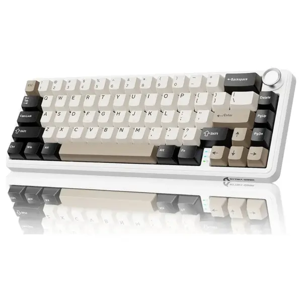 ATTACK SHARK X66 Wireless Mechanical Keyboard, 60% Layout, Hot-Swappable Strawberry Switch, Bluetooth 5.0, 2.4GHz, USB-C, 3000mAh, Cheese White