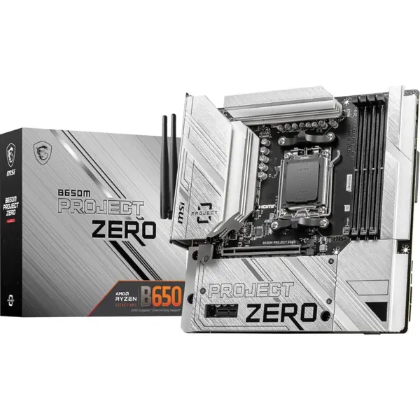 MSI B650M Project Zero AMD AM5 DDR5 microATX Motherboard - Back-Connect Design, WiFi 6E, PCIe 4.0