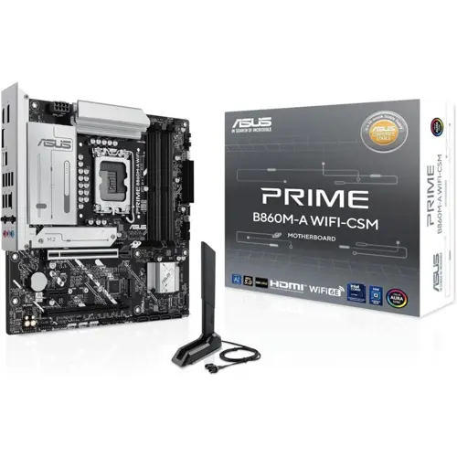 Asus Prime B860M-A WiFi-CSM B860 LGA 1851 mATX Motherboard - DDR5, PCIe 5.0, Wi-Fi 6E, 2.5Gb LAN, USB-C, M.2 Heatsinks