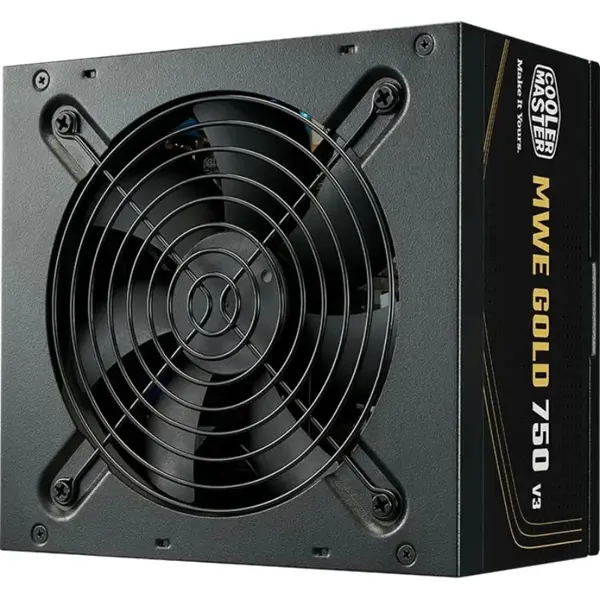 Cooler Master MWE Gold 750 V3 Non-Modular PSU, 750W, 80 Plus Gold, ATX 3.1, Zero RPM Mode