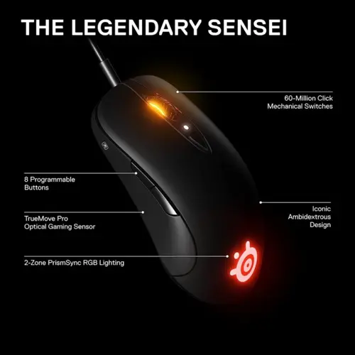 SteelSeries SENSEI TEN Wired Ambidextrous Gaming Mouse Black