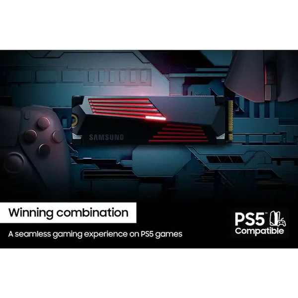 Samsung 990 PRO w/ Heatsink PCIe® 4.0 NVMe™ M.2 (2280) SSD 4TB | Compatible with Playstation 5