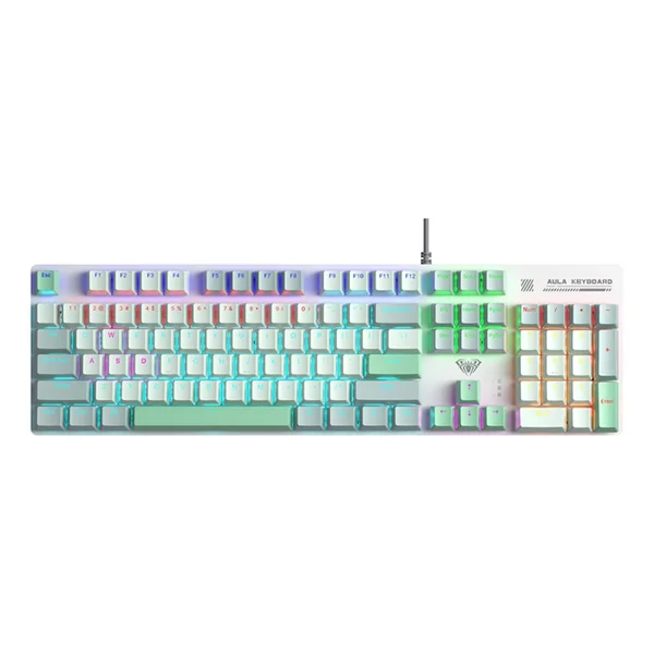 AULA S500 White + Green Red Switch Mechanical Gaming Keyboard