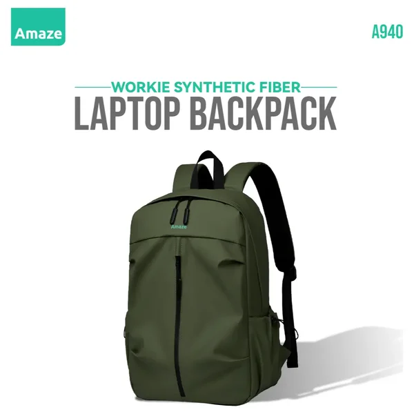 Amaze Workie Laptop Backpack - A940 | Durable Synthetic Fiber | Water-Resistant Protection | Fits 15.6" Laptops | Green Design