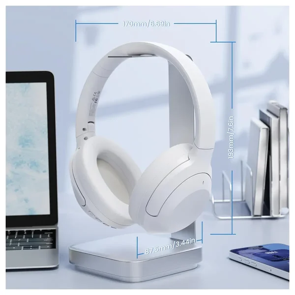 ATTACK SHARK G300 Wireless Over-Ear Headphones, Active Noise Cancelling, Bluetooth 5.3, Built-in Mic, White