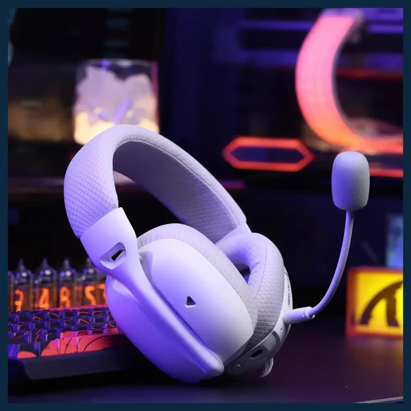 ATTACK SHARK G800 Wireless RGB Gaming Headset, 7.1 Surround Sound, 50mm Drivers, 2.4GHz Bluetooth Wired, Black