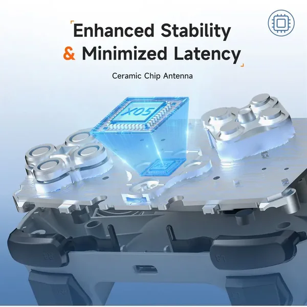 EasySMX X05 Gaming Controller, Hall Effect Joysticks, Multiplatform, RGB Effects, Adjustable 5-Level Vibration, 750mAh Battery, Oyster White