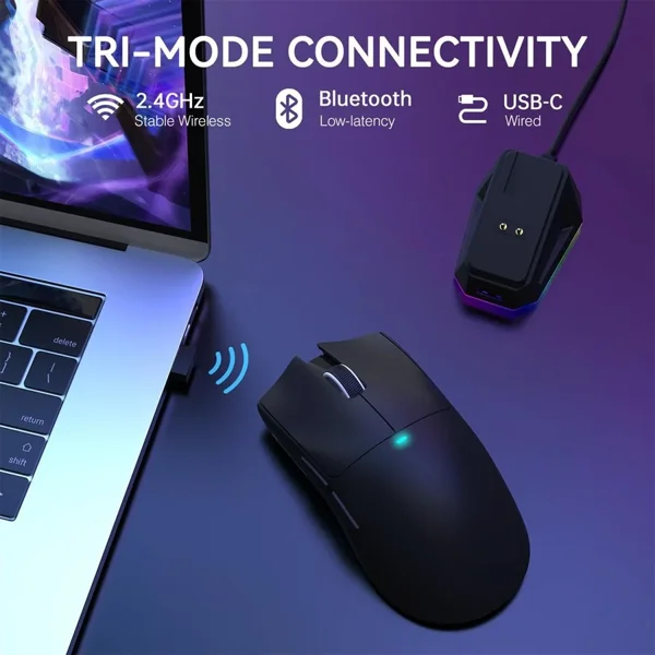 ATTACK SHARK X11 Wireless Gaming Mouse, PixArt PAW3311 Sensor, Tri-Mode BT/2.4G/Wired, 63g Ultra-Light, 65Hrs Battery, With Charging Dock, Black