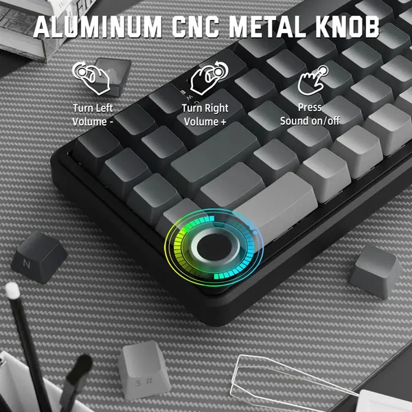 ATTACK SHARK X66 Wireless Mechanical Keyboard, 60% Layout, Hot-Swappable Strawberry Switch, Side Printed PBT Keycaps, Bluetooth 2.4G Type-C Wired, 3000mAh Battery, Moonlit Night