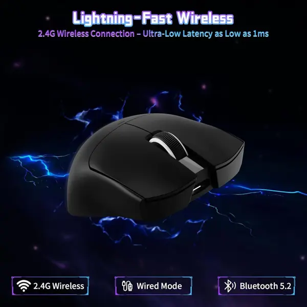ATTACK SHARK X11SE Wireless Gaming Mouse, PixArt PAW3311 Sensor, Tri-Mode BT/2.4G/Wired, 59g Ultra-Light, 65 Hours Battery, Black