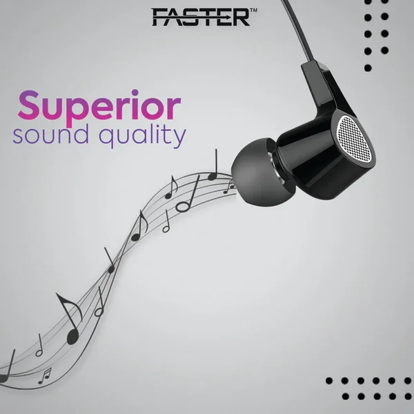 Faster F15 Wired Earphones – 3.5mm, Call Answer/End, 10mm Bass Driver, Super Bass Sound
