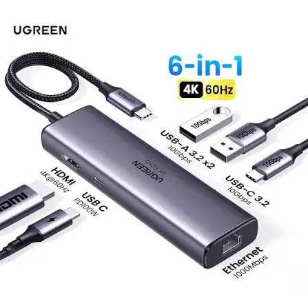 UGREEN USB-C Multifunction Adapter 6-in-1 Docking Hub for Laptop MacBook