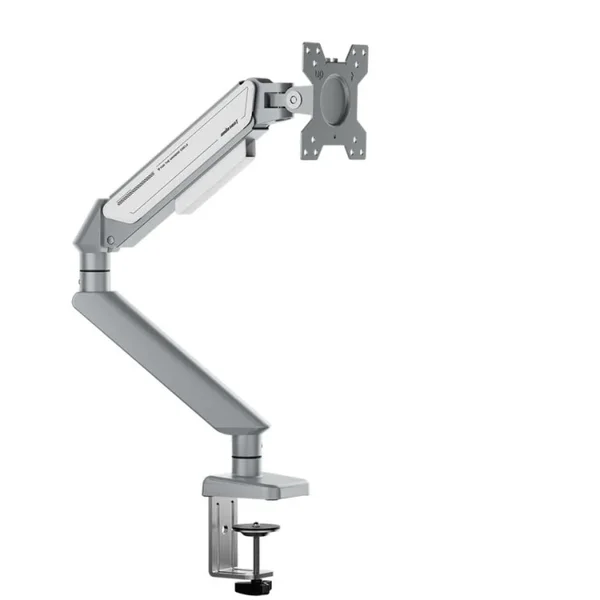 AndaSeat Stealth II Single Monitor Arm Silver & White - Gas Spring Height Adjustable Desk Mount for Gaming & Office Monitors