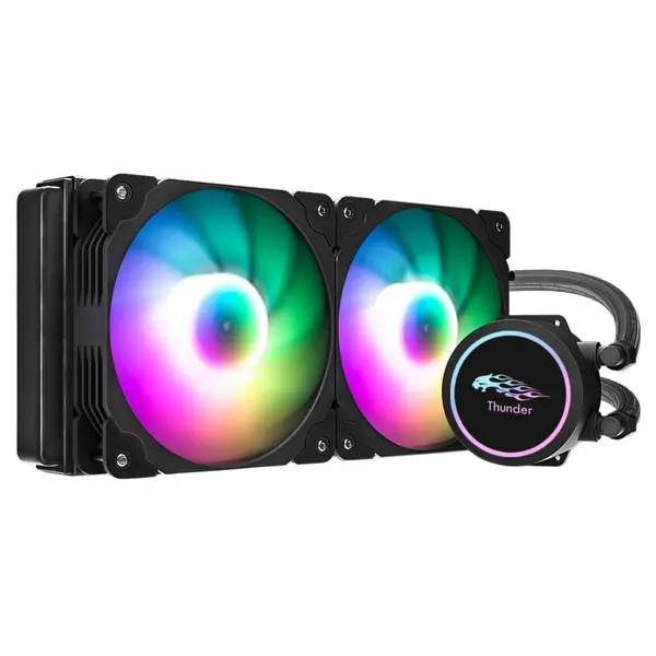 GFURY GF-240 BLACK HURRICAN 240mm ARGB Liquid CPU Cooler | High Performance Dual 120mm Fan AIO Cooling System for Gaming PC