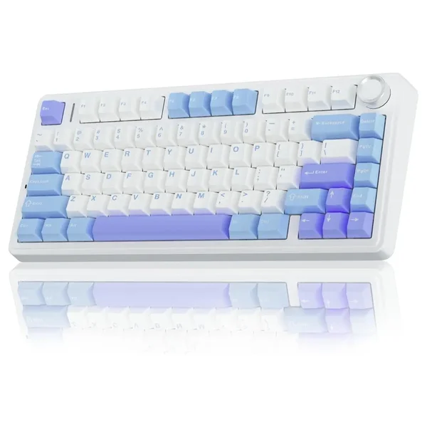 AULA F75 Glacier Blue Tri-Mode Wireless Mechanical Gaming Keyboard - Reaper Switch, Hot-Swap RGB 75%