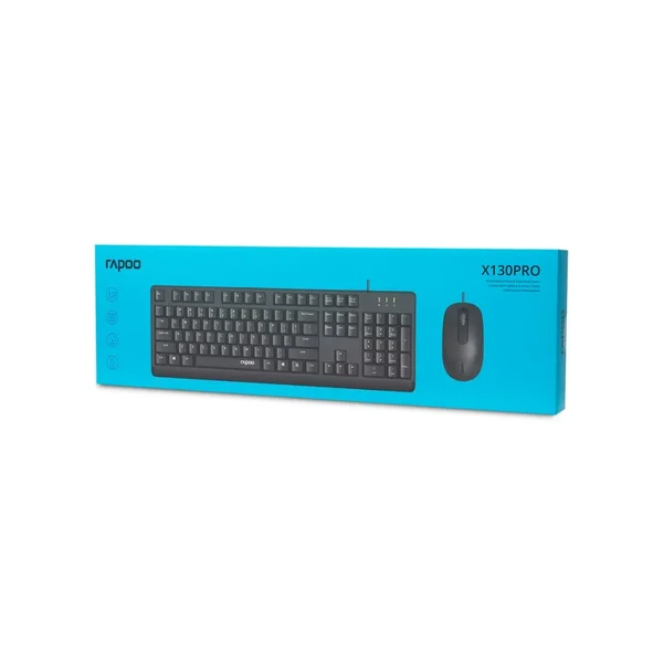 Rapoo X130 PRO Wired Keyboard & Mouse Combo – Full-Size USB Keyboard and Optical Mouse Set