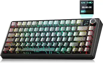 AULA F75 Max Gradient Grey Side Engraved Reaper Switch Tri-Mode Mechanical Gaming Keyboard - Wireless Hot-Swap RGB