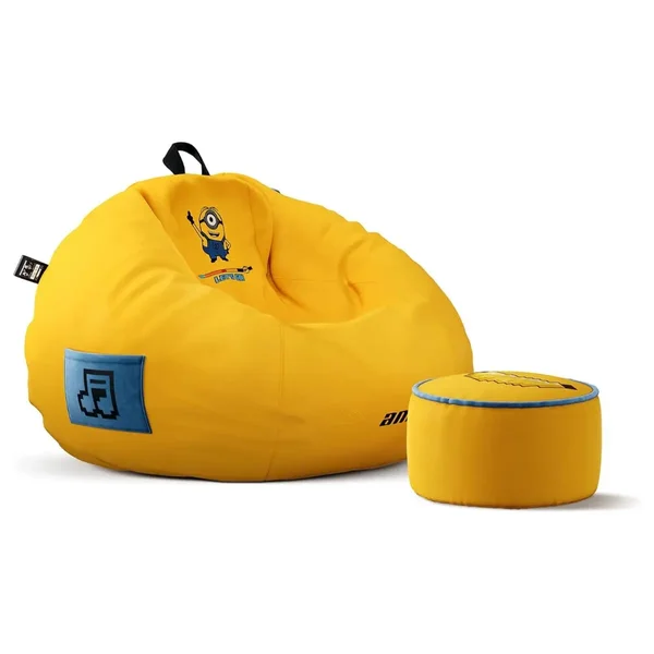 AndaSeat Minions Bean Bag with Footrest – XL Size, Yellow/Black Fabric