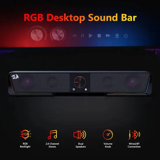 Redragon Darknets GS-570 Bluetooth Sound Bar with Dual Speakers and RGB Backlight