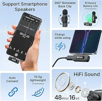 BOYA BY-V10 Wireless Microphone – Single, For Type-C