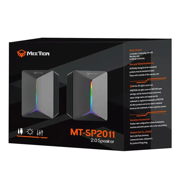 Meetion SP2011 2.0 Desktop Speakers – 3.5mm + USB, 3W x2 RMS