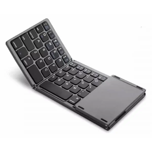 B033 Foldable Bluetooth Wireless Keyboard with Touchpad – Portable Mini Keyboard, Grey
