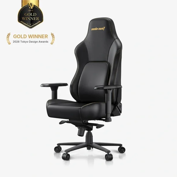 AndaSeat Phantom 4 Pro Premium New Edition Ergonomic Gaming Chair Black & Gold - Wide Seat Premium Gaming Chair