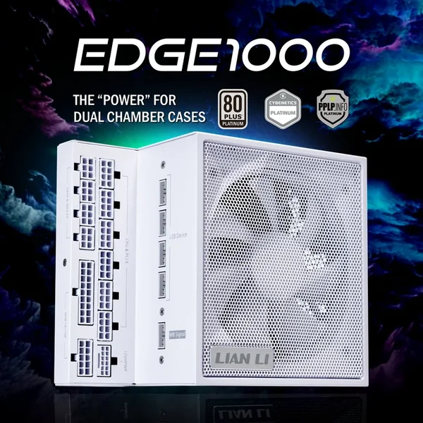 Lian Li EG1000P EDGE Platinum V2 1000W 80 Plus Platinum PSU with EDGE Hub V2 – White, UK, New Launch