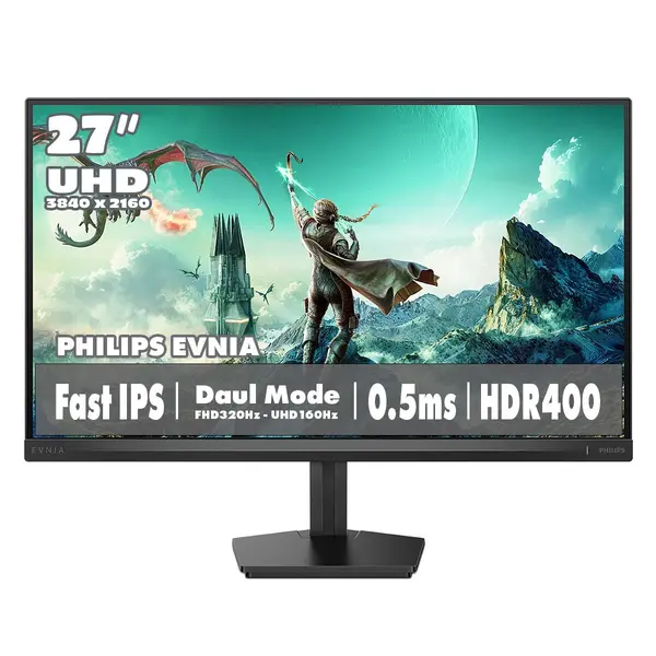 Philips Evnia 27M2N3800F 27" 4K UHD Dual-Mode Gaming Monitor – 160Hz 4K / 320Hz FHD, Fast IPS, HDR 400