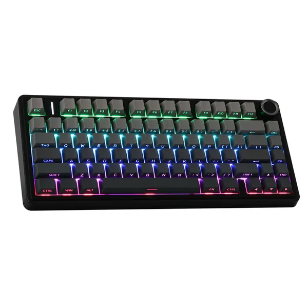 AULA F75 Black Panel + Black Dark Gray Milk White Switch Tri-Mode Mechanical Gaming Keyboard - Wireless Hot-Swap RGB