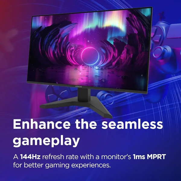 Lenovo Legion R27s 27" Gaming Monitor 144Hz FHD IPS – 1ms MPRT, HDMI 2.1, DisplayPort, Raven Black