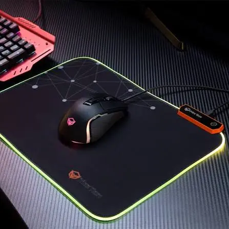 Meetion PD120 Backlit RGB Gaming Mouse Pad – Micro USB, Soft Cloth with Rubber Base