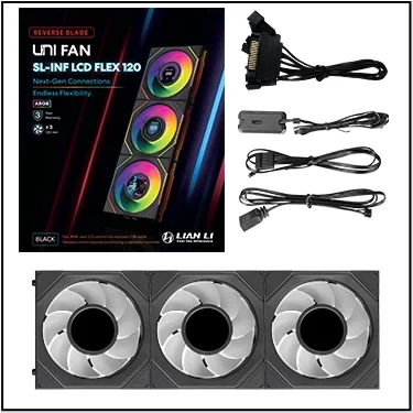 Lian Li 12SLIN1F3B UNI FAN SL-INF Flex 120 ARGB Fan Triple Pack with L-Wireless Controller – Black