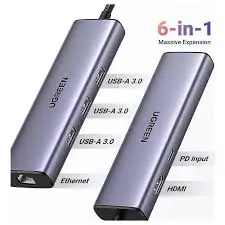 UGREEN USB-C to 3x USB 3.0 A HDMI RJ45 PD Converter 6-in-1