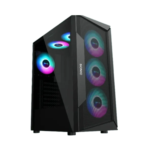 SONIC R28 Black Gaming Case With 3 RGB Fans & Tempered Glass Side Panel