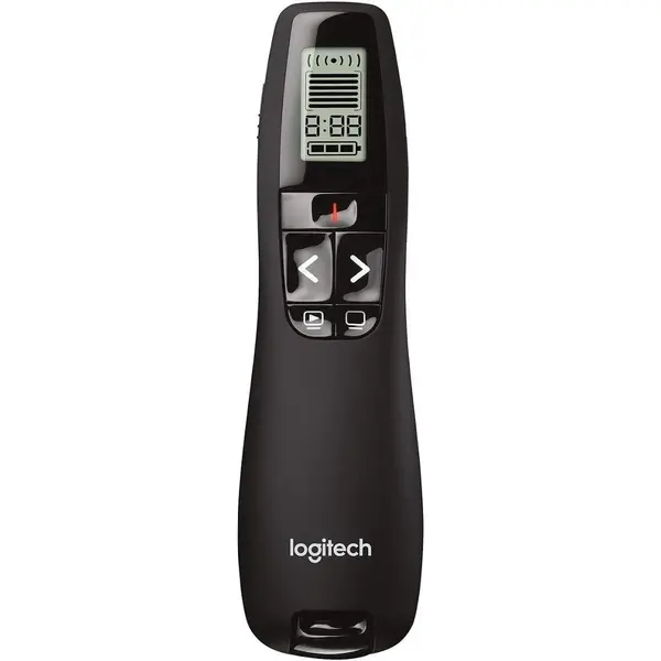 Logitech R800 Wireless Presenter Remote – Green Laser Pointer, LCD Display