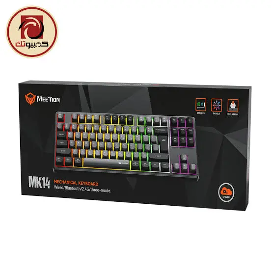 Meetion MK14 Black Mechanical Keyboard – Wired + 2.4G + Bluetooth Tri-Mode, Hot-Swappable Switches, RGB Backlit, TKL 87% Layout