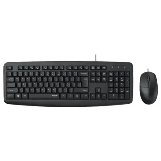 Rapoo NX1600 Wired Keyboard & Mouse Combo – Full-Size Spill-Resistant Keyboard with Palm Rest & 1000 DPI Mouse