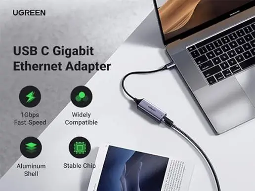 UGREEN USB to RJ45 Ethernet Adapter Aluminum Case Space Gray for PC