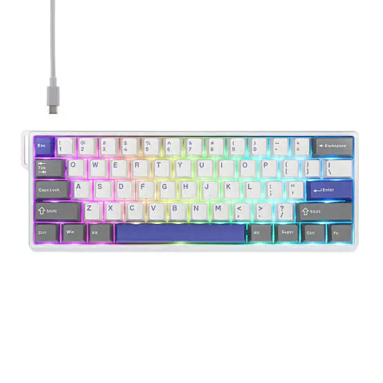 AULA Win60 HE MAX White + Grey + Blue Wing Chun Magnetic Switch Mechanical Gaming Keyboard