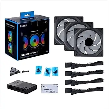 Lian Li 12SLIND1F3B UNI FAN SL-INF Flex LCD 120 Fan Triple Pack (3pcs) – Black, LCD Display ARGB Case Fans