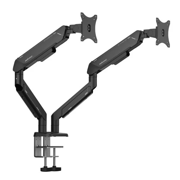 AndaSeat Stealth Pro II Duo Dual Monitor Arm Black & Orange - Gas Spring Height Adjustable Desk Mount for Gaming & Office Monitors