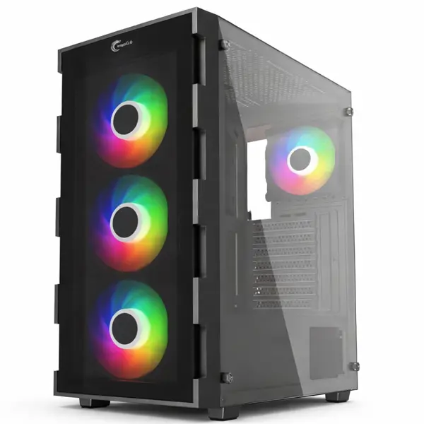 E-Dragon Druk EDG-1035 Gaming PC Case | ATX Mid Tower | 3x ARGB Fans | Tempered Glass