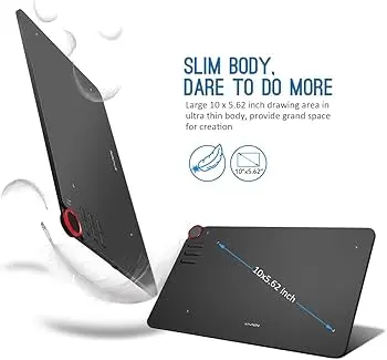XP-PEN Deco 03 Graphics Drawing Tablet – 10 x 5.62 Inch Wireless Pen Tablet | 8192 Pressure Levels | 2.4GHz Wireless + USB Connectivity | Red Dial Control for Artists & Designers