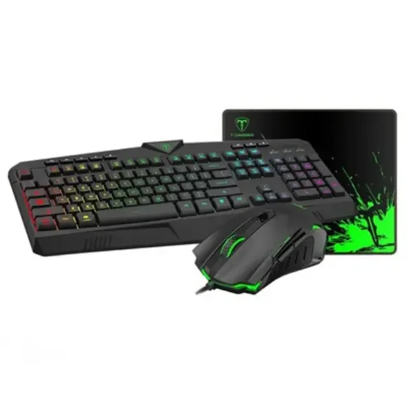 T-Dagger TGS006 3-in-1 RGB Gaming Combo Set – 104-Key Membrane Keyboard, 7200 DPI Gaming Mouse & Gaming Mouse Pad