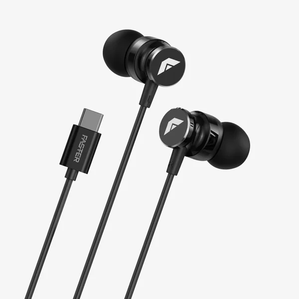 Faster Raven SH-2C Wired Earphones – Type-C, 14mm Driver Powerful Bass, Metal Build, Built-in Mic