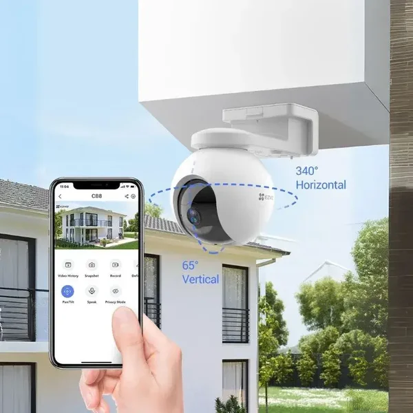EZVIZ CB8/SP 3MP 2K Solar-Powered Outdoor WiFi Security Camera – Battery Powered Pan & Tilt, Color Night Vision